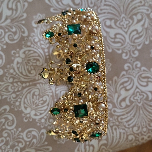 Princess Crown - Gold with Emerald Colored Gems